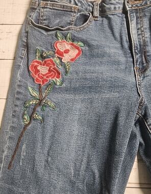 Lucky & Blessed L&B Plus Size 18 Jeans Rose Floral Embroidered Western Boho Blue